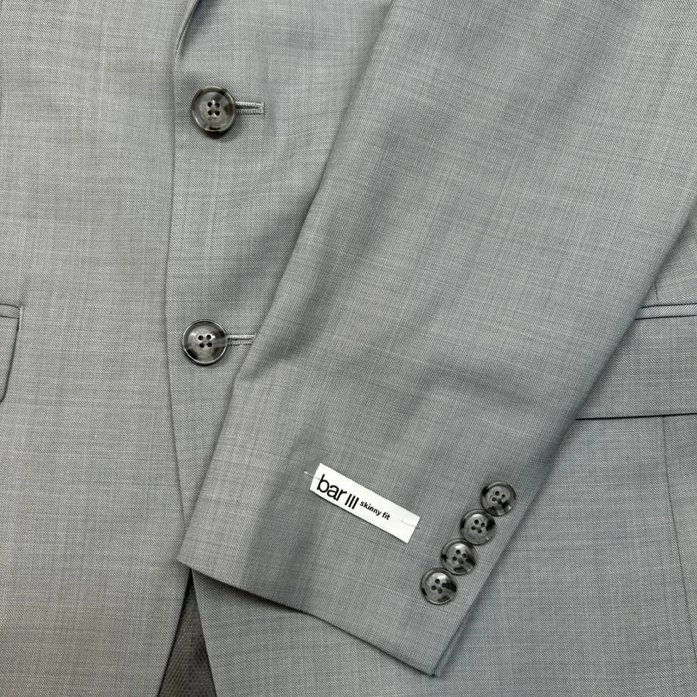 Bar III Light Gray Suit Jacket Mens 38R 38 Skinny Bi-Stretch Comfort‎ $425 NEW